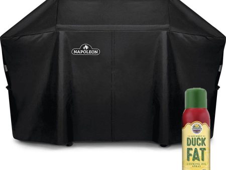 Napoleon PRO 665 Outdoor Grill Cover Black with Duck Fat Spray Cooking Oil For Sale