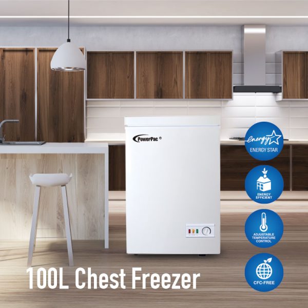 100L Chest Freezer CFC Free, Chiller & Freezer (PPFZ100) Black Fashion