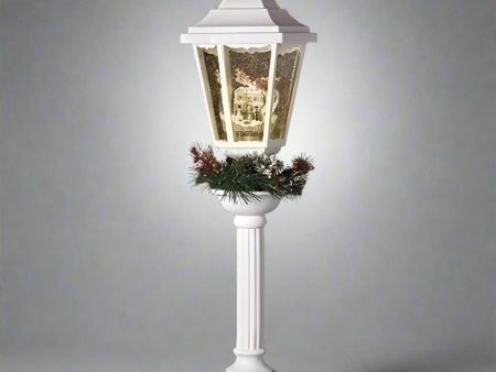 LED Swirl Lamp Post W  Wreath Snow Globe, 27.5  Discount