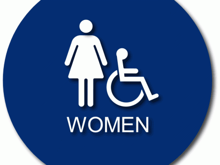 Womens Bathroom Door Sign with Female and Wheelchair Symbols Hot on Sale