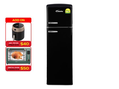 255L 2-Door Retro Fridge Mini Fridge (PPF260) Black Hot on Sale