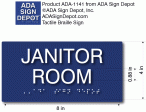 Janitor Room Sign - ADA Compliant Tactile Braille Janitor Room Signs Hot on Sale