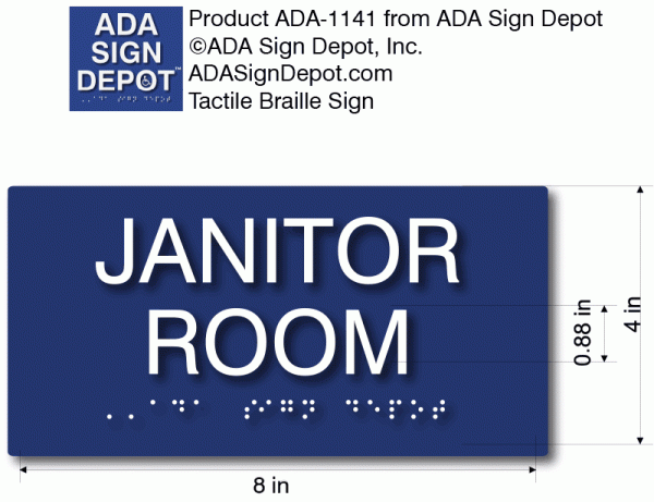 Janitor Room Sign - ADA Compliant Tactile Braille Janitor Room Signs Hot on Sale