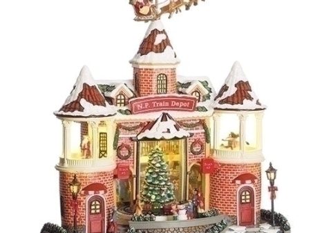 Musical LED North Pole Train Depot Building, 14.25  on Sale