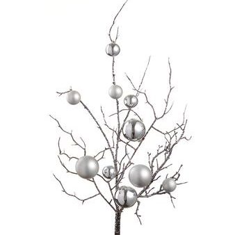 27  Ornament Ball Twig Spray Silver Discount