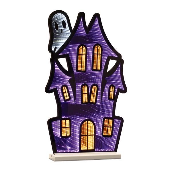 Haunted House w Ghost Infinity Light 23.5 H Acrylic w UL Plug Online Hot Sale