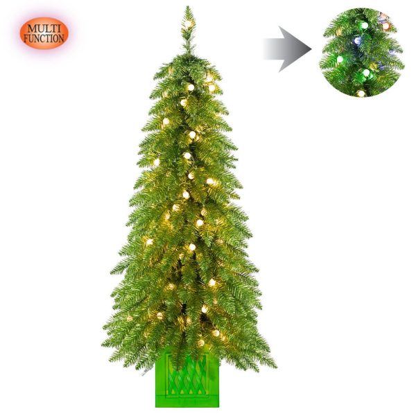 Jolly Pine Tree in Pot w LED Lights, 4 H X 22 D Online Hot Sale