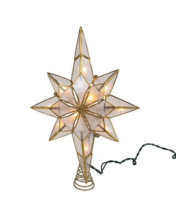 10-Light Gold Glittered Capiz Bethlehem Star Treetop, 11.42  (UL) on Sale