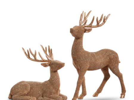 Set of 2 Bronze 15.25  Glittered Deer Online Hot Sale