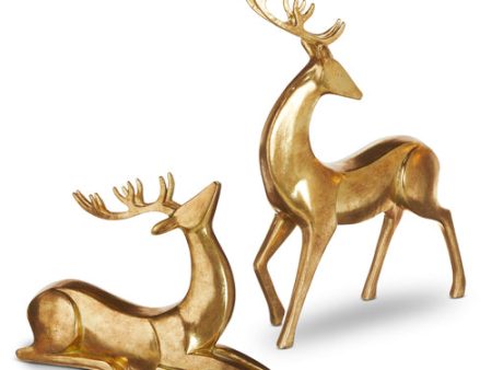 Set of 2 Aged Gold 16.75  Deer Online Hot Sale