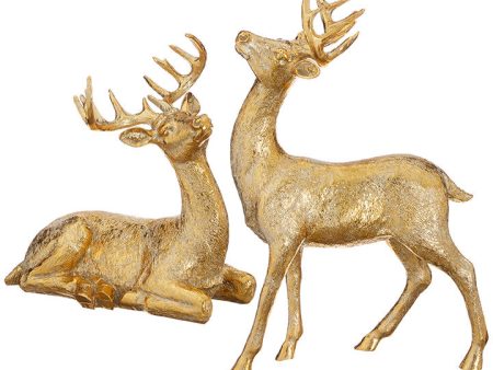 Set of 2 Gold 13.5  Deer on Sale