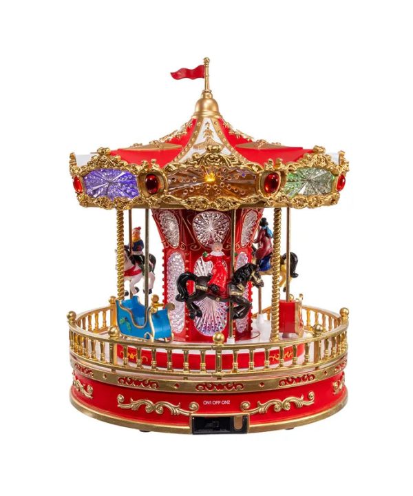 11.1  Battery Operated Multicolor LED Lighted Musical Santa Carousel With Motion Table Piece Discount