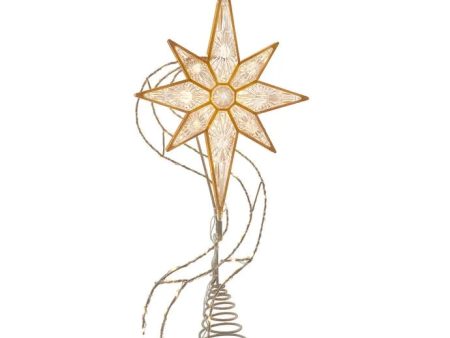 17  Pre-Lit Gold Glittered 8-point Star Treetop For Sale