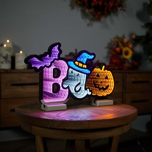 Halloween Boo Infinity Light 17 L x 10 H Acrylic w UL Plug Online Hot Sale