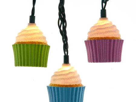 12  UL 10-Light Multicolor Cupcake Light Set With Green Wire Hot on Sale