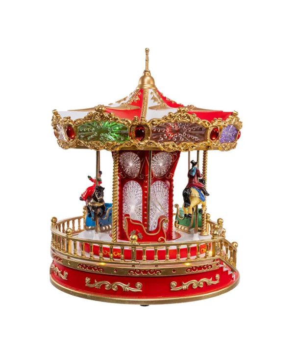 11.1  Battery Operated Multicolor LED Lighted Musical Santa Carousel With Motion Table Piece Discount