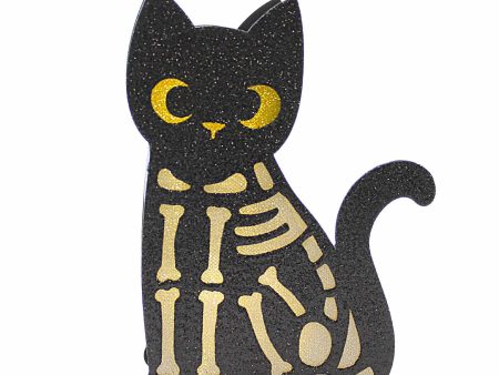 Lighted Black Cat Bones Halloween Figure, 7  Fashion