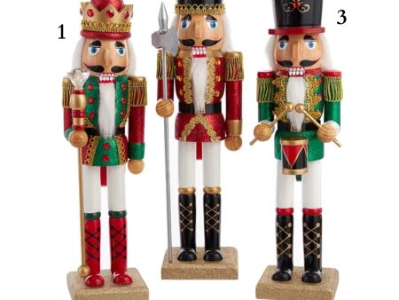 15  Red and Green Glitter King and Soldier Nutcrackers (3 Styles – Sold individually) Supply