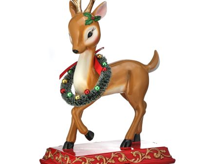 Festive Deer Stocking Holder W  Wreath And Holiday Accents, 11.5  For Sale