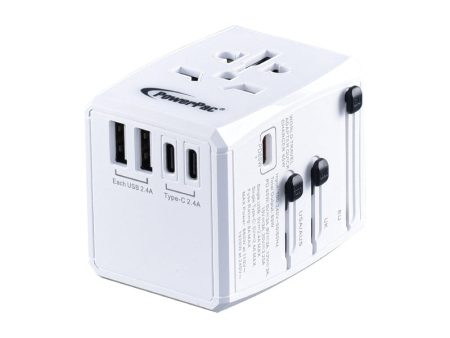 Multi Travel Adapter With 2x USB-A + 3x USB-C Charger | PD 65W (PP7977) Online now