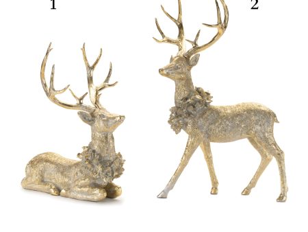 Deer w Wreath 16 L x 19 H   17.5 L x 27.5 H Resin (2 Styles - Sold Individually) For Discount