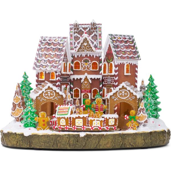 LED Gingerbread Musical House W  Rotating Train, 10.25 H Online Sale