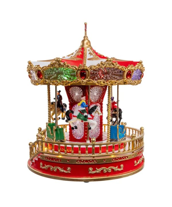 11.1  Battery Operated Multicolor LED Lighted Musical Santa Carousel With Motion Table Piece Discount