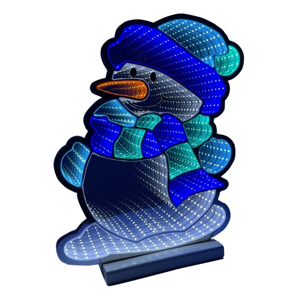 Infinity Blue Christmas Snowman With Wooden Base (23 ) on Sale