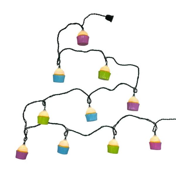 12  UL 10-Light Multicolor Cupcake Light Set With Green Wire Hot on Sale