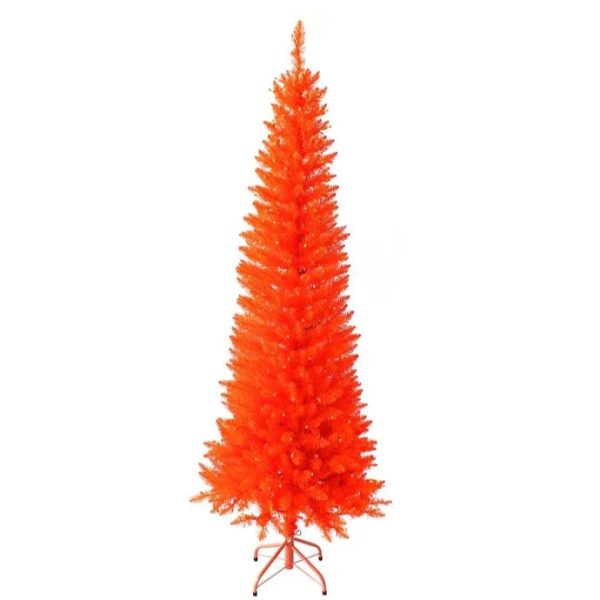 6  Pre-Lit Orange Incandescent Orange Slim Tree Discount