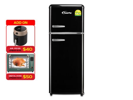 2-Door Fridge 114L Retro Fridge, Mini Fridge (PPF118) Black Online now