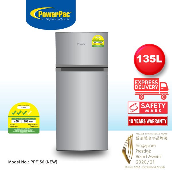 135L 2 Door Mini Bar Fridge with Freezer (PPF136) Online