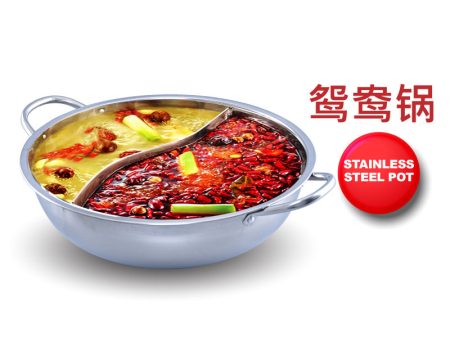 Stainless Steel Yuan Yang Pot   鸳鸯锅  with Glass Lid 32CM (YYPOT) Online now