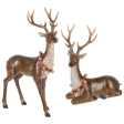 Deer w Bell Wreath Figurine (Set of 2) Fashion