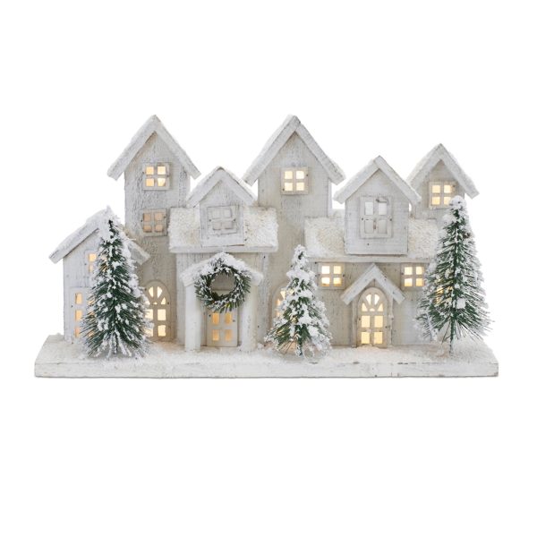 LED Houses 17 L x 9.5 H Wood PVC w USB Cord (or Batterie Powered) Online