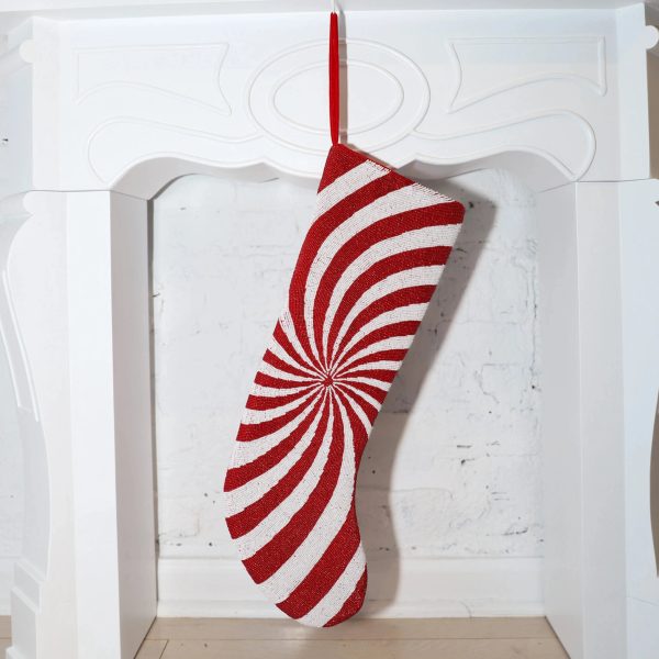 Classic Christmas - Swirl Stocking, Red & White (ITES x Sami Riccioli) Online