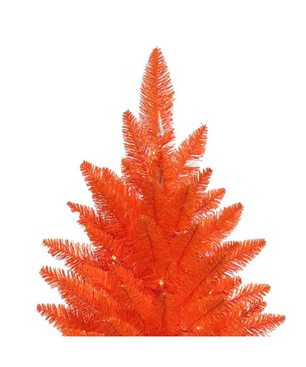 4.5  Battery Operated Pre-Lit Halloween Orange Potted Tree With Orange LED Lights For Discount