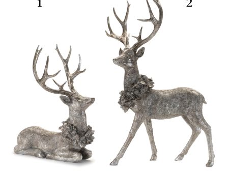 Deer w Wreath (2 Styles - Sold Individually) 15 L x 19 H, 17.5 L x 27.5 H Resin Online