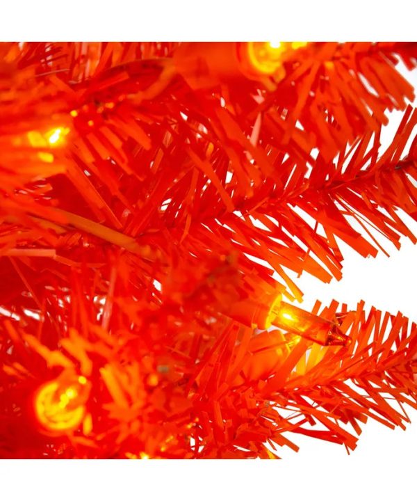 6  Pre-Lit Orange Incandescent Orange Slim Tree Discount