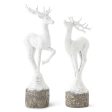 Set of 2 Resin Antique Silver and White Reindeer Hot on Sale