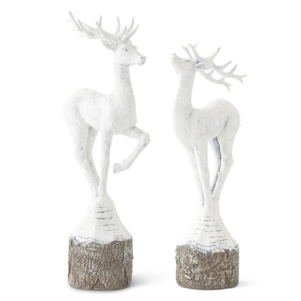 Set of 2 Resin Antique Silver and White Reindeer Hot on Sale