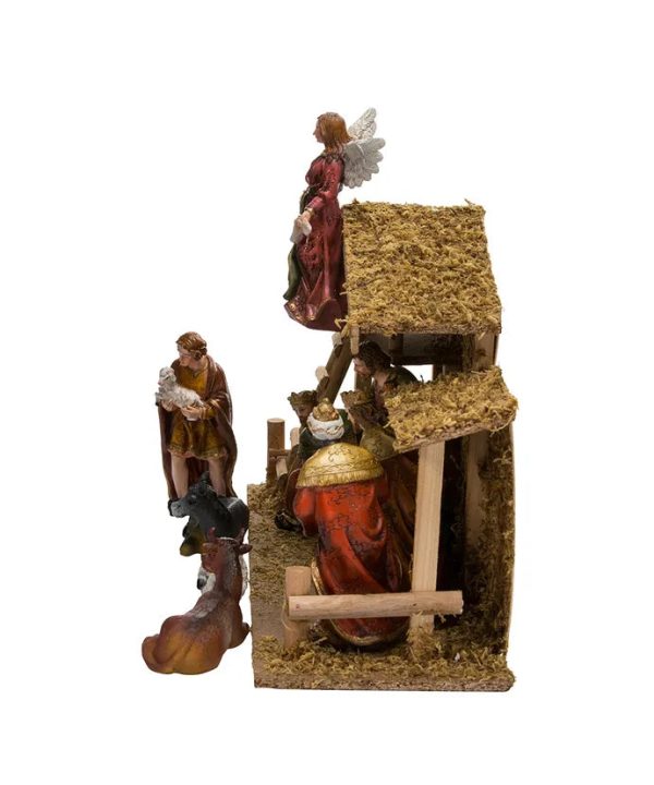 Nativity Set With Wooden Stable, 12-Piece Set Discount