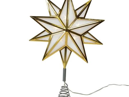 15  10-Light Warm White LED Gold Star Treetop For Sale