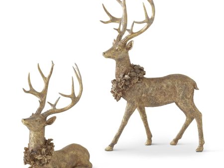 Set of 2 Gold Resin Deer on Sale