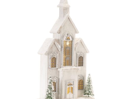 LED Church 10.75 L x 22 H Wood 3 AA Batteries Not Included USB Cord Included Fashion