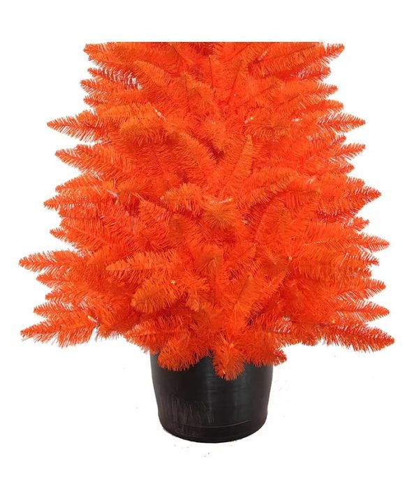 4.5  Battery Operated Pre-Lit Halloween Orange Potted Tree With Orange LED Lights For Discount