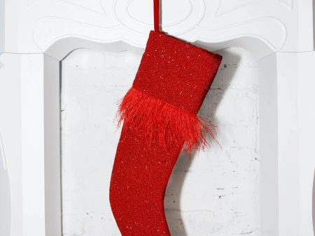 Feather Christmas - Fully Beaded Metallic Red Stocking (ITES x Sami Riccioli) Online now