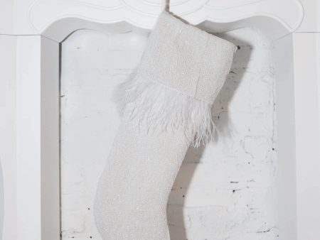 Feather Christmas - Fully Beaded Shiny White Stocking (ITES x Sami Riccioli) Cheap