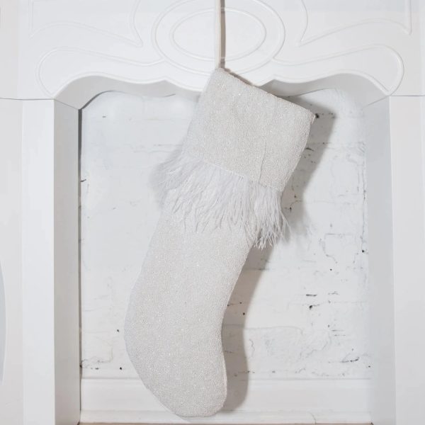 Feather Christmas - Fully Beaded Shiny White Stocking (ITES x Sami Riccioli) Cheap