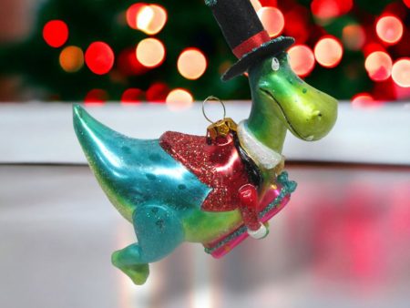 Dinosaur w Top hat Ornament For Cheap